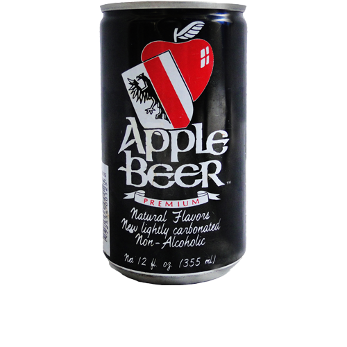 lack can of Apple Beer with red and white logo on a white background