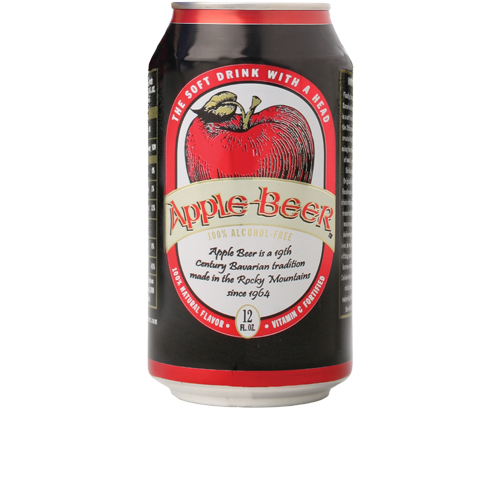 Can of Apple Beer from 2008 with red and black label on a white background
