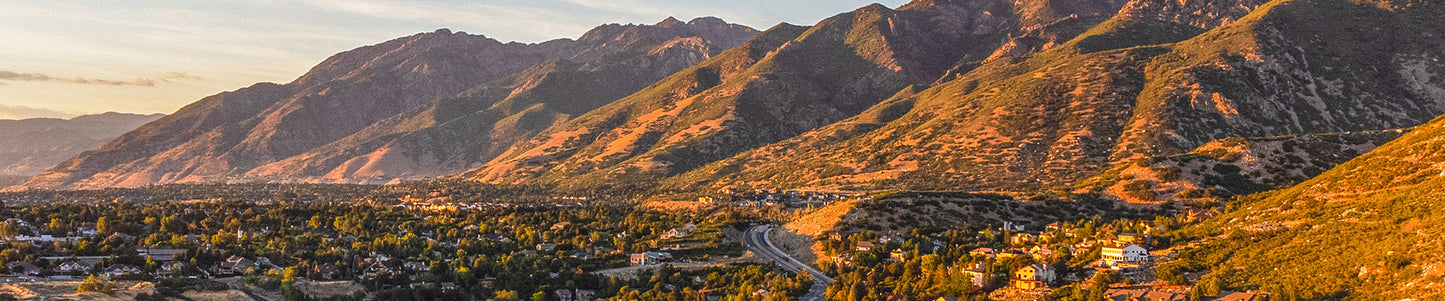 Wasatch Mountains over Salt Lake City at Sunset.